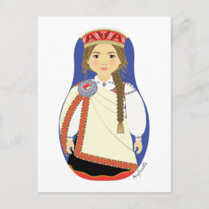Lettisk brunett Matryoshka vykort