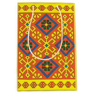 Lettisk etnisk orange gult folkart från Alsunga
