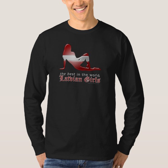 Lettisk flickaSilhouetteflagga T-shirt (Framsida)