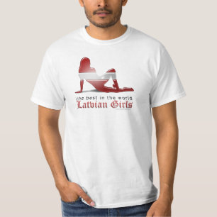 Lettisk flickaSilhouetteflagga Tee