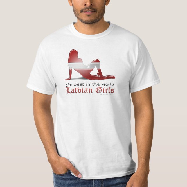 Lettisk flickaSilhouetteflagga Tee (Framsida)