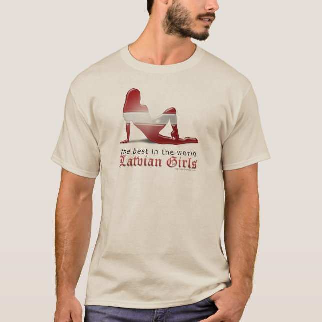 Lettisk flickaSilhouetteflagga Tee Shirt (Framsida)