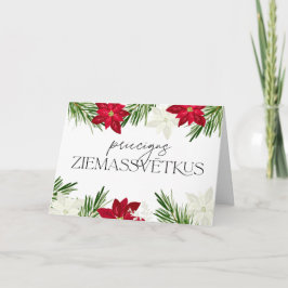 Lettisk jul Red Poinsettia Ziemassvetki Kort
