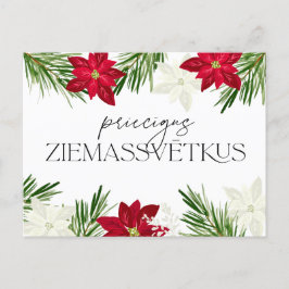 Lettisk jul Red Poinsettia Ziemassvetki Vykort