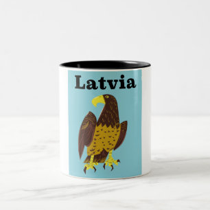 Lettisk reseaffisch. Två-Tonad mugg