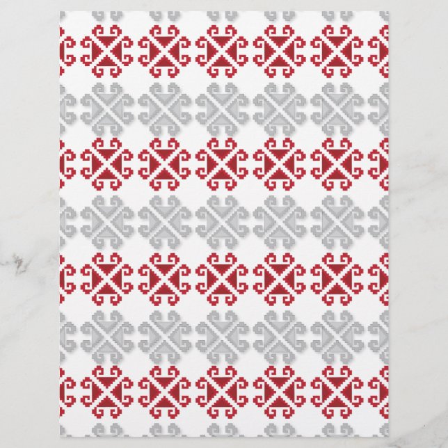 Lettisk röd och grått geometrisk Måne kor (Framsida)