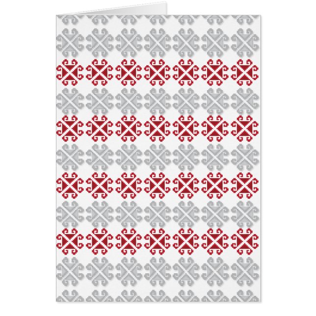 Lettisk röd och grått geometrisk Måne kor Hälsningskort (Framsidan)