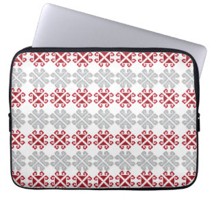 Lettisk röd och grått geometrisk Måne kor Laptop Sleeve
