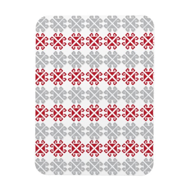 Lettisk röd och grått geometrisk Måne kor Magnet (Vertikal)