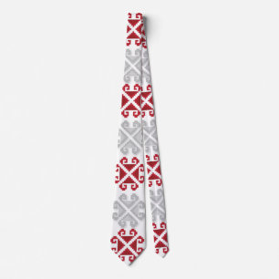 Lettisk röd och grått geometrisk Måne kor Slips