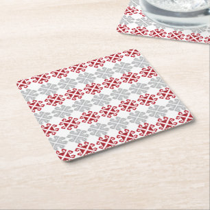 Lettisk röd och grått geometrisk Måne kor Underlägg Papper Kvadrat