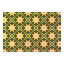 Lettisk Vintage grönt folk art Auseklis mönster 