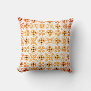 Lettisk Vintage orange och vit folkkonst mönster Kudde