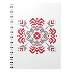 Lettiska auseklis folkart geometrisk medallion anteckningsbok med spiral