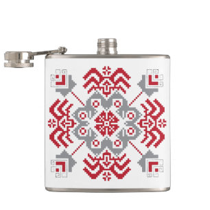 Lettiska auseklis folkart geometrisk medallion fickplunta