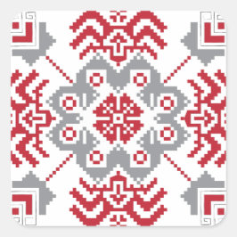 Lettiska auseklis folkart geometrisk medallion fyrkantigt klistermärke