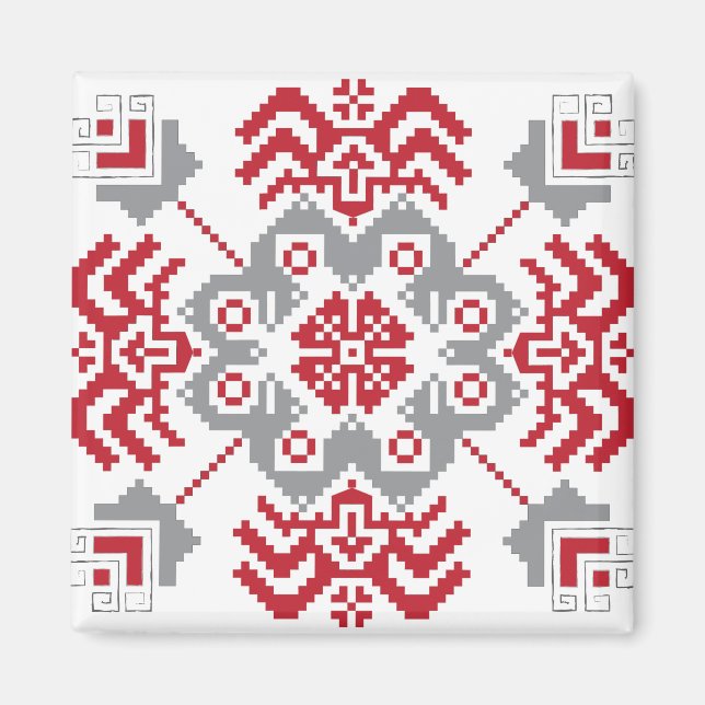 Lettiska auseklis folkart geometrisk medallion magnet (Framsidan)