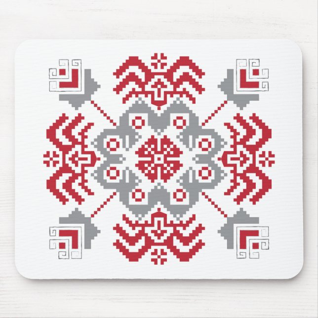 Lettiska auseklis folkart geometrisk medallion musmatta (Framsidan)