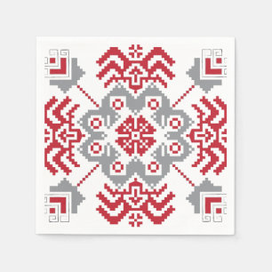 Lettiska auseklis folkart geometrisk medallion pappersservett