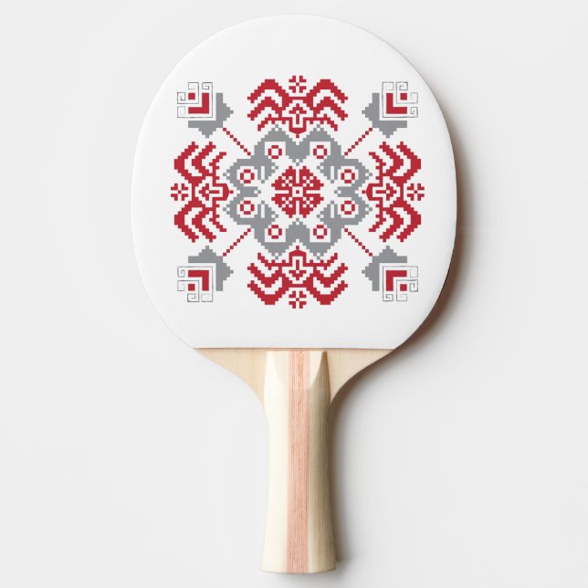 Lettiska auseklis folkart geometrisk medallion pingisracket (Framsidan)