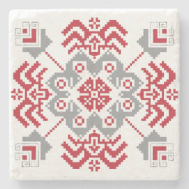 Lettiska auseklis folkart geometrisk medallion underlägg sten