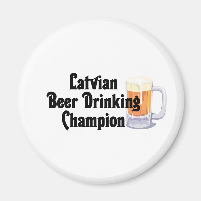 Lettiska Beer Drinking Champion Magnet (Framsidan)