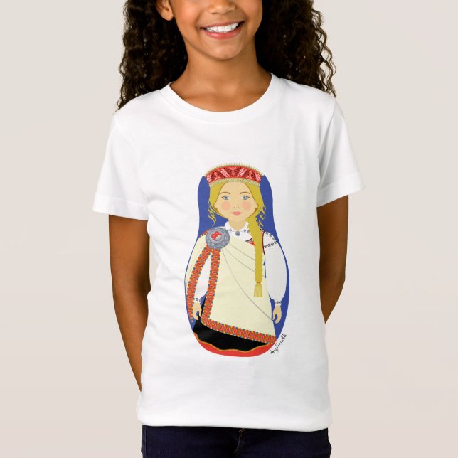 Lettiska Blonde Matryoshka Girls' T-Shirt (Framsida)