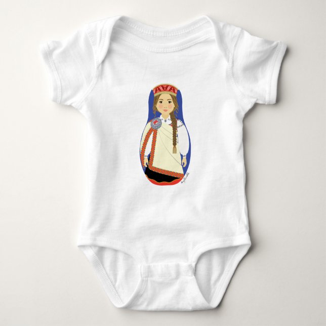 Lettiska Brunette Matryoshka T Shirt (Framsida)