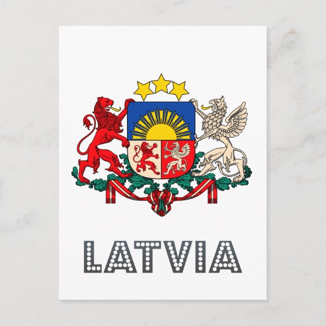 Lettiska Emblem Vykort (Framsida)