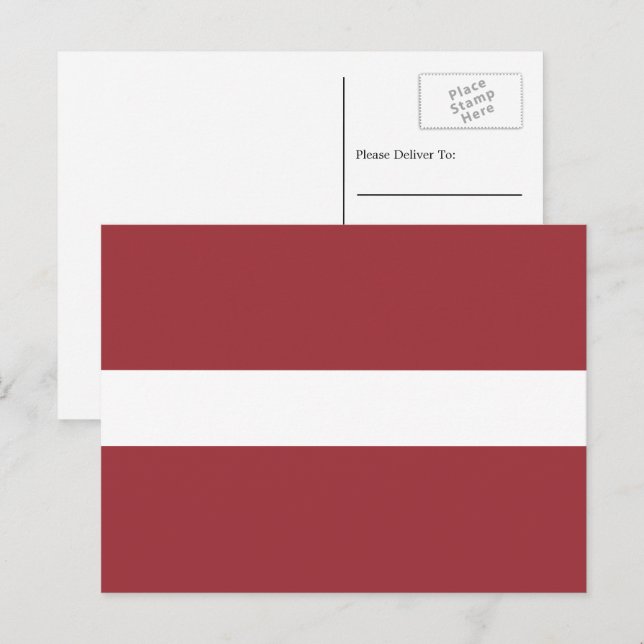Lettiska flaggan, Lettlands flagga Vykort (Fram/baksida)