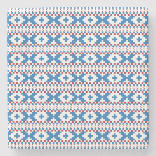 Lettiska gamla skyltar blå, röd, vit folkkonst stenunderlägg (Framsidan)