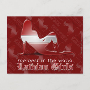 Lettiska Girl Silhouette Flagga Vykort