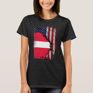 Lettiska RÖTTER Halvamerikansk flagga Patriotisk L T Shirt