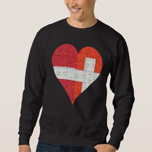 Lettiska Swiss Flagga Heart Lång Ärmad Tröja (Framsida)