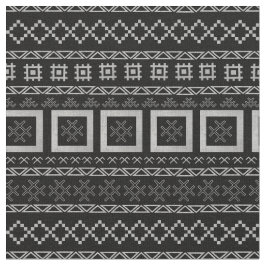 Lettiska traditionella symboler på Mudcloth Black Tyg