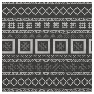 Lettiska traditionella symboler på Mudcloth Black Tyg
