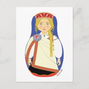 Lettiskt vykort för Blonde Matryoshka