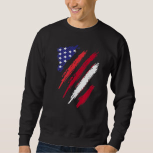 Lettland Amerikansk Odlad Flagga USA Patriot Arv M Lång Ärmad Tröja