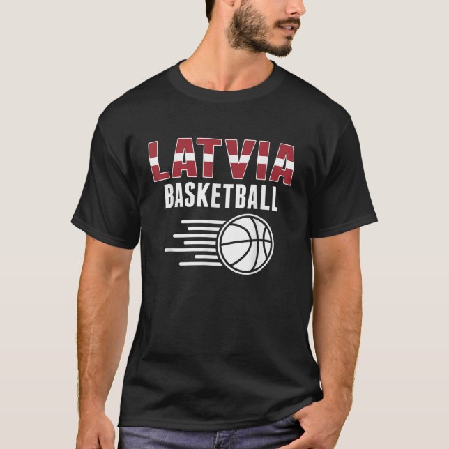 Lettland Basketball Fläkt Jersey Latvian Flagga Sp T Shirt (Framsida)