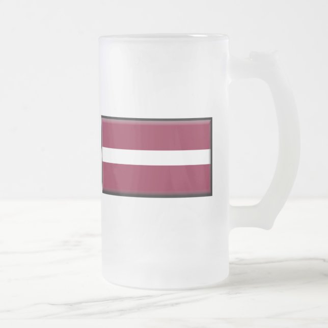 Lettland flagga frostat ölglas (Höger)