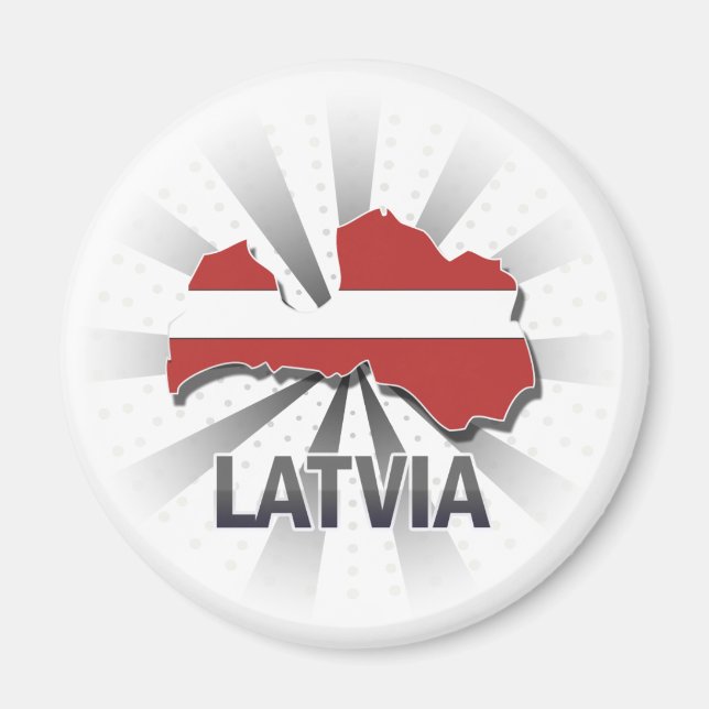 Lettland Flagga Karta 2.0 Magnet (Framsidan)