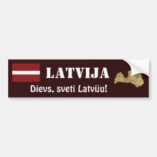 Lettland Flagga + Karta-stötfångare Bildekal