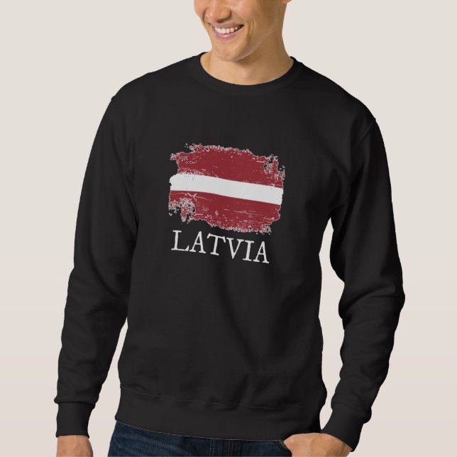Lettland Flagga Lång Ärmad Tröja (Framsida)