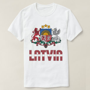 Lettland Flagga och Jacka av Arm Patriotic T Shirt