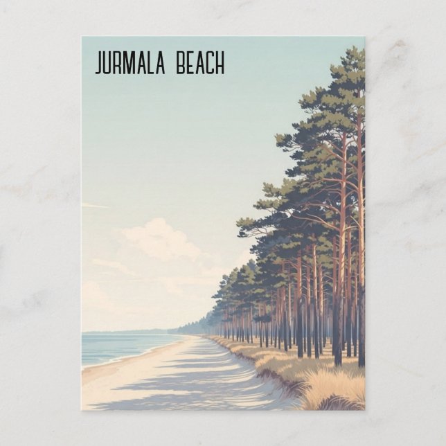 Lettland Jūrmala Strand Resa Vykort (Framsida)