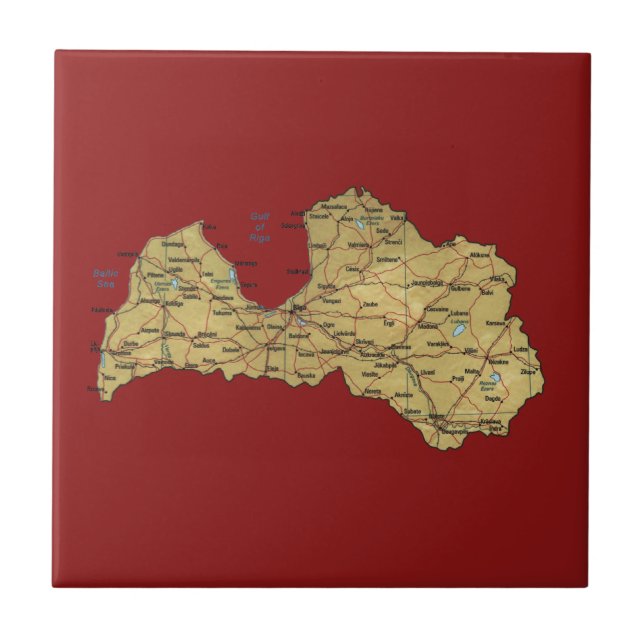 Lettland Karta Tile Kakelplatta (Framsidan)