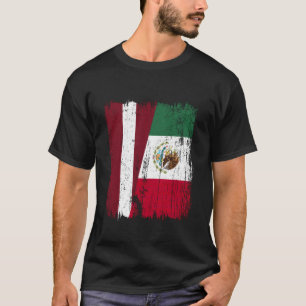 Lettland Mexiko Halv Flagga Lettisk Mexikansk Kult T Shirt