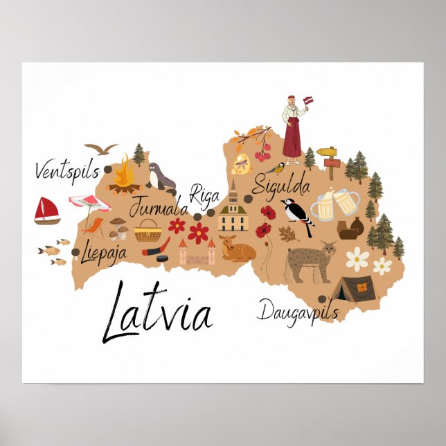 Lettland reser karta poster (Framsidan)