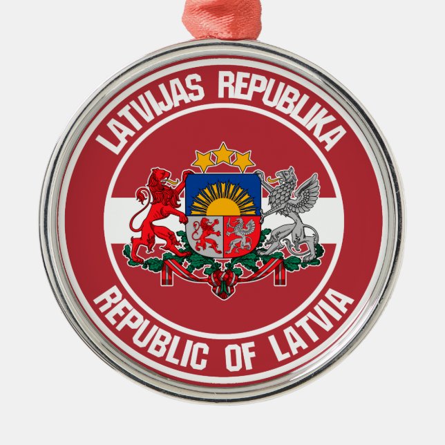 Lettland Round Emblem Julgransprydnad Metall (Framsidan)