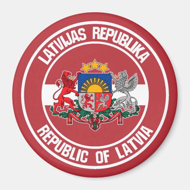 Lettland Round Emblem Magnet (Framsidan)